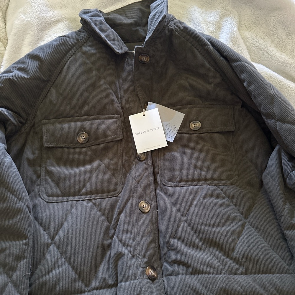 Thread & Supply Green Lightweight Shirt Jacket